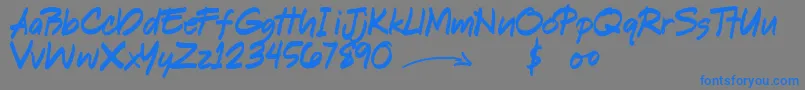 フォントShookenDemo – 灰色の背景に青い文字