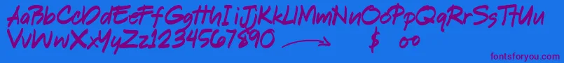 ShookenDemo Font – Purple Fonts on Blue Background