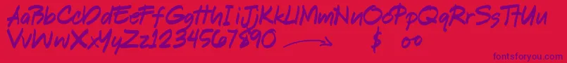 ShookenDemo-Schriftart – Violette Schriften auf rotem Hintergrund