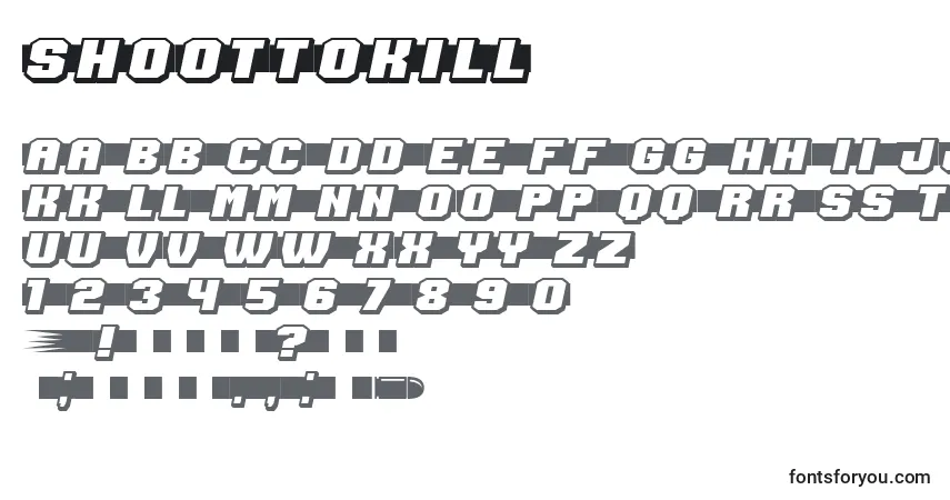A fonte ShoottoKill – alfabeto, números, caracteres especiais