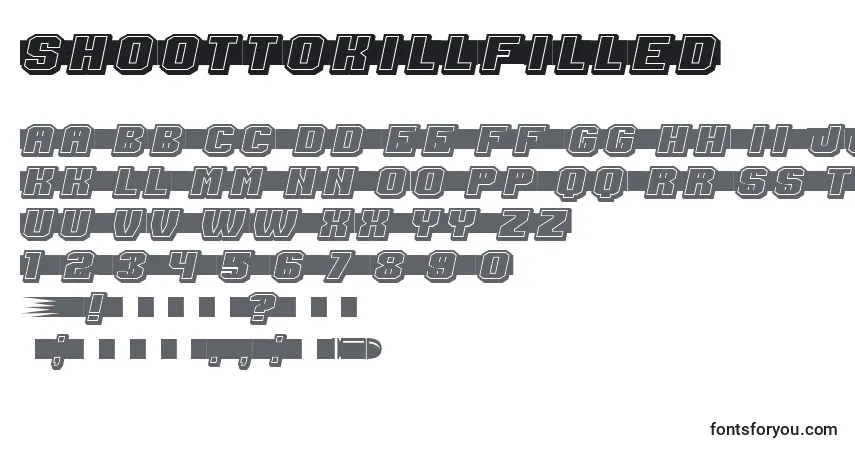 ShoottoKillFilled Font – alphabet, numbers, special characters