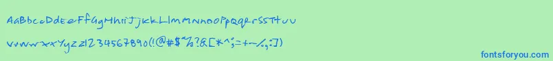 shoppinglist Font – Blue Fonts on Green Background