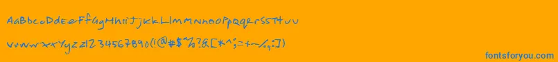 shoppinglist-Schriftart – Blaue Schriften auf orangefarbenem Hintergrund