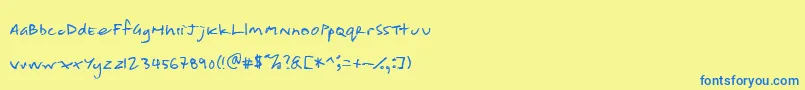 Fonte shoppinglist – fontes azuis em um fundo amarelo