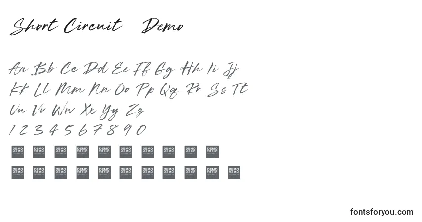 A fonte Short Circuit   Demo – alfabeto, números, caracteres especiais