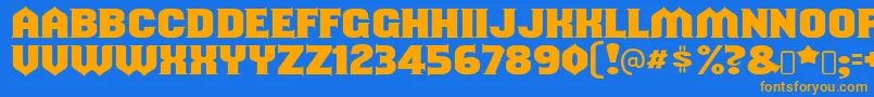 フォントshouldve known – オレンジ色の文字が青い背景にあります。