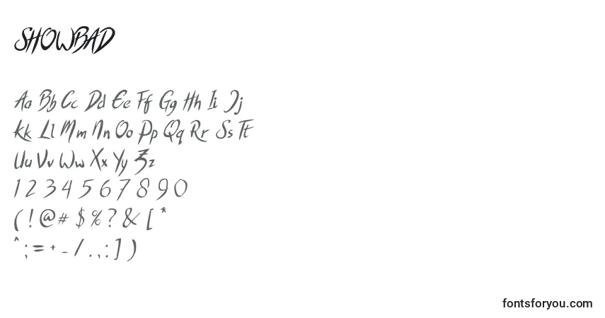 SHOWBADフォント–アルファベット、数字、特殊文字