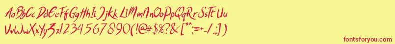SHOWBAD-Schriftart – Rote Schriften auf gelbem Hintergrund