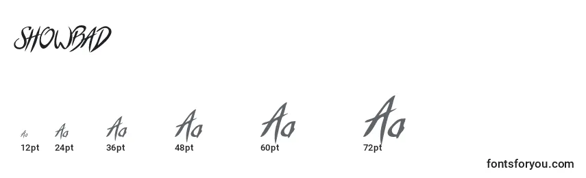 Größen der Schriftart SHOWBAD