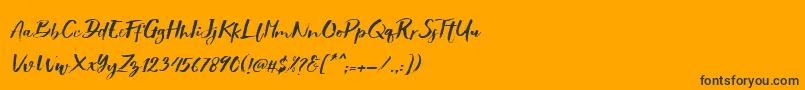 Шрифт Showety Brush Slant – чёрные шрифты на оранжевом фоне
