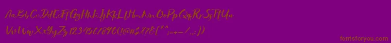 Шрифт Showety Brush Slant – коричневые шрифты на фиолетовом фоне