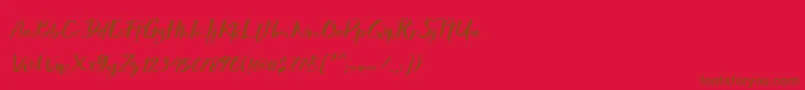 フォントShowety Brush Slant – 赤い背景に茶色の文字