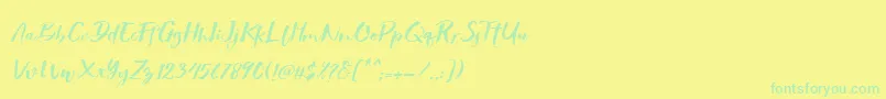 fuente Showety Brush Slant – Fuentes Verdes Sobre Fondo Amarillo