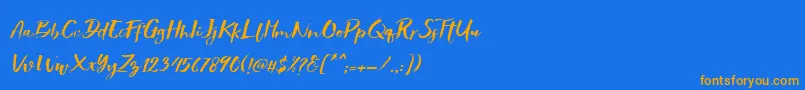 Шрифт Showety Brush Slant – оранжевые шрифты на синем фоне