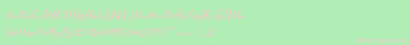 フォントShowety Brush Slant – 緑の背景にピンクのフォント
