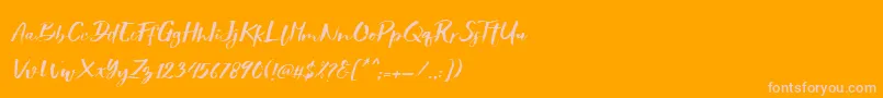 Шрифт Showety Brush Slant – розовые шрифты на оранжевом фоне