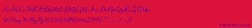 Showety Brush Slant Font – Purple Fonts on Red Background