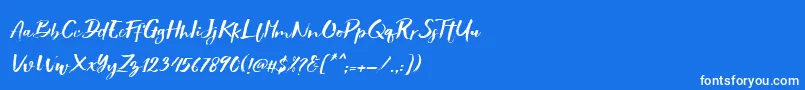 Шрифт Showety Brush Slant – белые шрифты на синем фоне