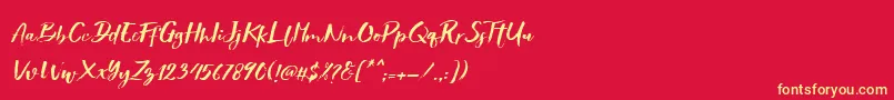 Showety Brush Slant Font – Yellow Fonts on Red Background