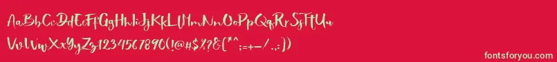 Showety Brush Font – Green Fonts on Red Background
