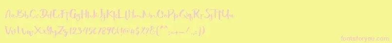 Showety Brush Font – Pink Fonts on Yellow Background