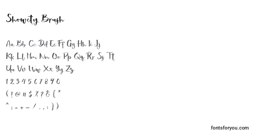 Showety Brush (140827)-fontti – aakkoset, numerot, erikoismerkit