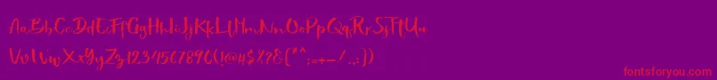 Showety Brush-Schriftart – Rote Schriften auf violettem Hintergrund