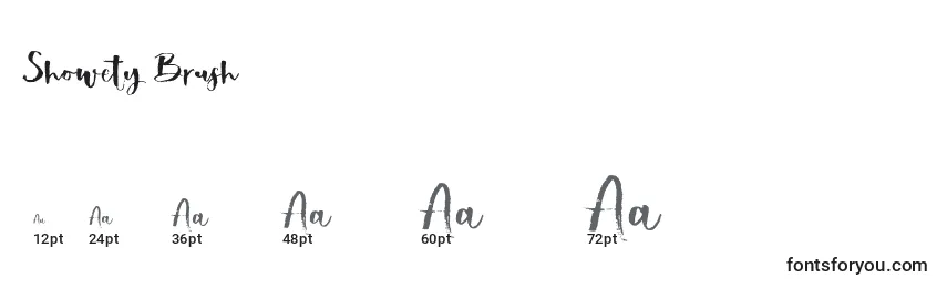 Größen der Schriftart Showety Brush (140827)