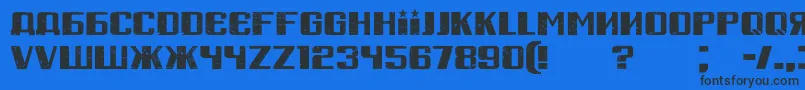 RussianSpringGrunged Font – Black Fonts on Blue Background