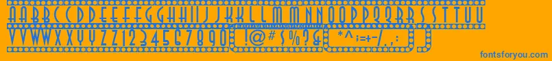 Showtime Font – Blue Fonts on Orange Background