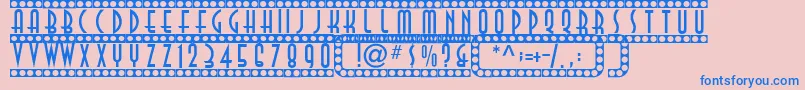 Showtime-Schriftart – Blaue Schriften auf rosa Hintergrund