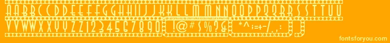 Showtime-Schriftart – Gelbe Schriften auf orangefarbenem Hintergrund