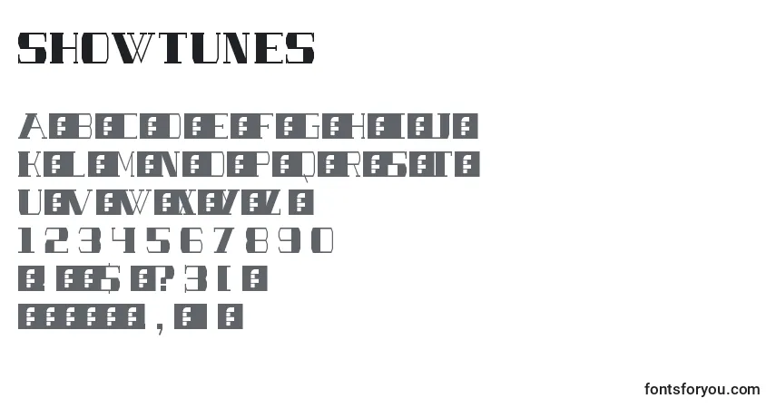 SHOWTUNESフォント–アルファベット、数字、特殊文字