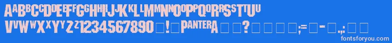 shredded Font – Pink Fonts on Blue Background