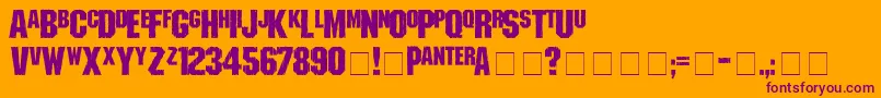 shredded Font – Purple Fonts on Orange Background