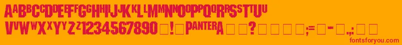 shredded Font – Red Fonts on Orange Background