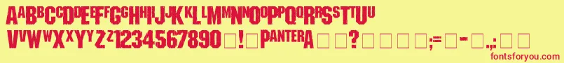 shredded Font – Red Fonts on Yellow Background