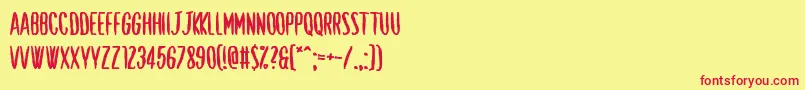 Shut Up and Love Me-Schriftart – Rote Schriften auf gelbem Hintergrund