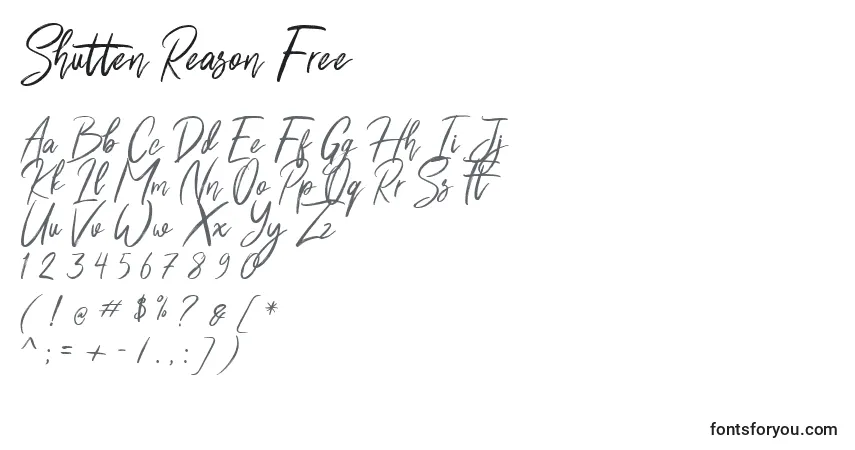 Шрифт Shutten Reason Free (140837) – алфавит, цифры, специальные символы