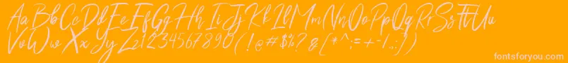 Shutten Reason Free-Schriftart – Rosa Schriften auf orangefarbenem Hintergrund