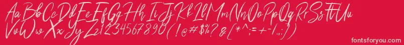 Shutten Reason Free-Schriftart – Rosa Schriften auf rotem Hintergrund