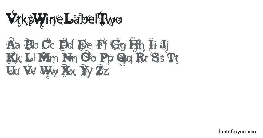 A fonte VtksWineLabelTwo – alfabeto, números, caracteres especiais
