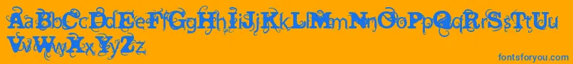 VtksWineLabelTwo Font – Blue Fonts on Orange Background