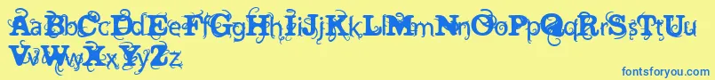 VtksWineLabelTwo Font – Blue Fonts on Yellow Background