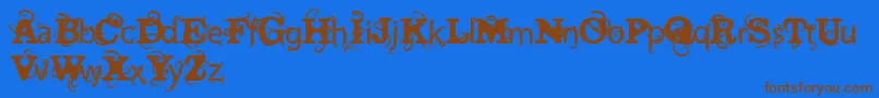 VtksWineLabelTwo Font – Brown Fonts on Blue Background