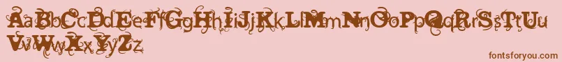 VtksWineLabelTwo Font – Brown Fonts on Pink Background