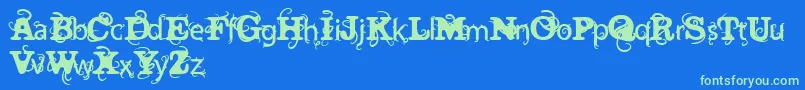 VtksWineLabelTwo Font – Green Fonts on Blue Background