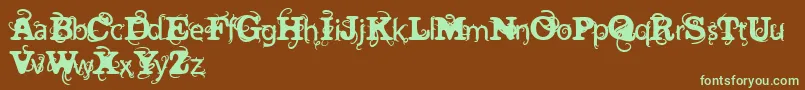 VtksWineLabelTwo-fontti – vihreät fontit ruskealla taustalla