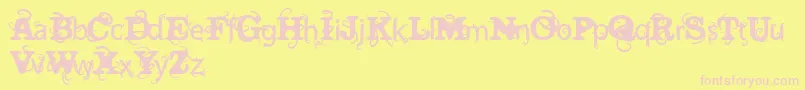 Fonte VtksWineLabelTwo – fontes rosa em um fundo amarelo