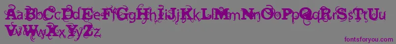 フォントVtksWineLabelTwo – 紫色のフォント、灰色の背景